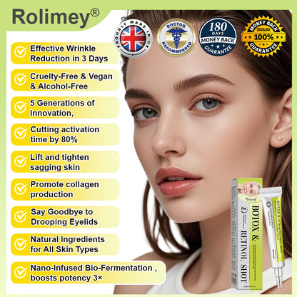 ✨👨‍⚕️Made and shipped from the UK 💫Rolimey® Botox & Vita-A Retinol Shot Wrinkle-Lift Tightening cream - Last Day Promotion 70% OFF